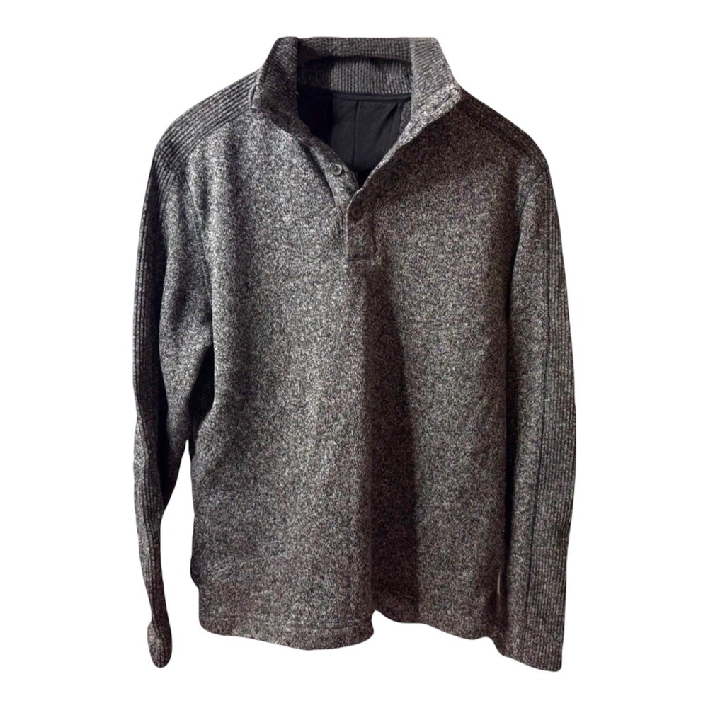 Van Heusen Men's Small Gray Quarter-Button Pullover Long Sleeve Sweater